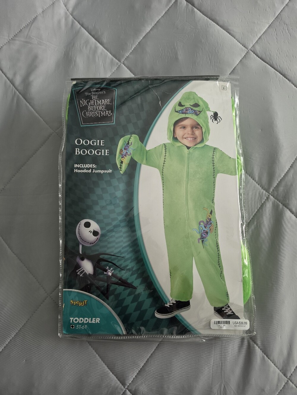 Spirit Halloween Oogie Boogie Toddler Green Hooded Jumpsuit Costume
